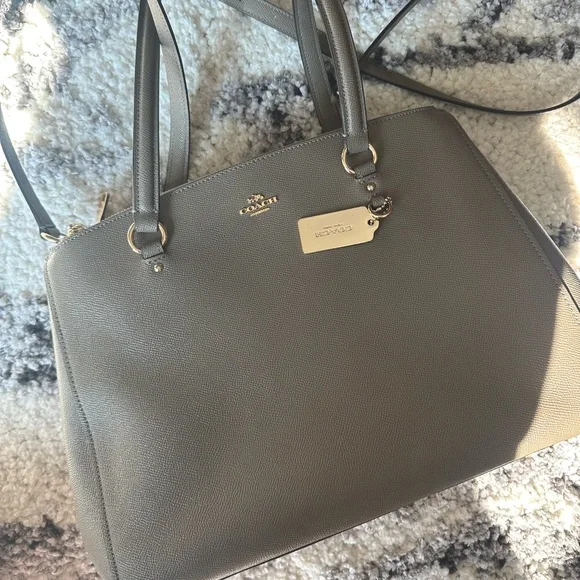 Coach | Bags | Coach Multizip Shoulder Bag W Strap Gray | Poshmark